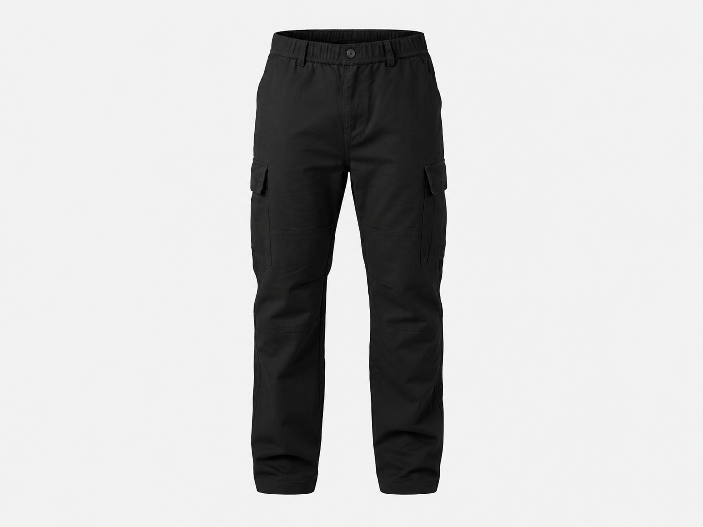 Black Standard-Issue Cargo Pants, ghost flat, front view