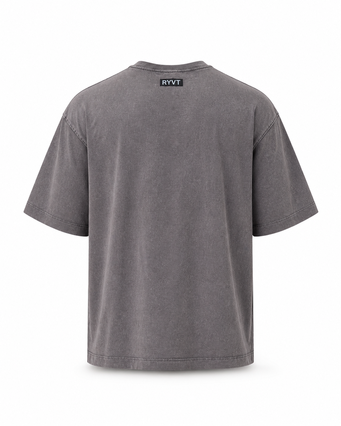 Grey Foundry Wash Heavyweight Tee, ghost flat, rear view