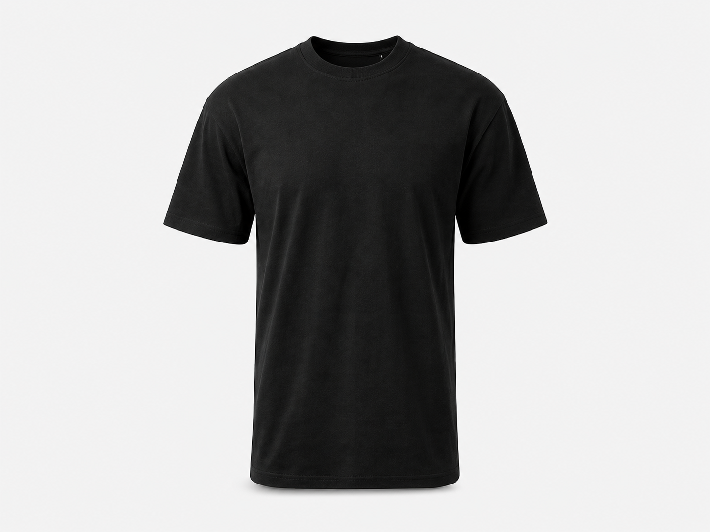Black Detroit Renaissance Heavyweight Tee, ghost flat, front view