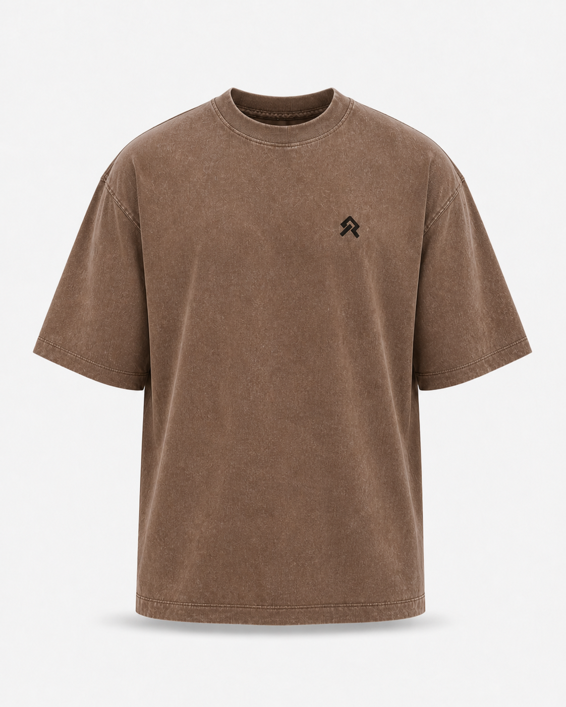 Brown Foundry Wash Heavyweight Tee, ghost flat, front view