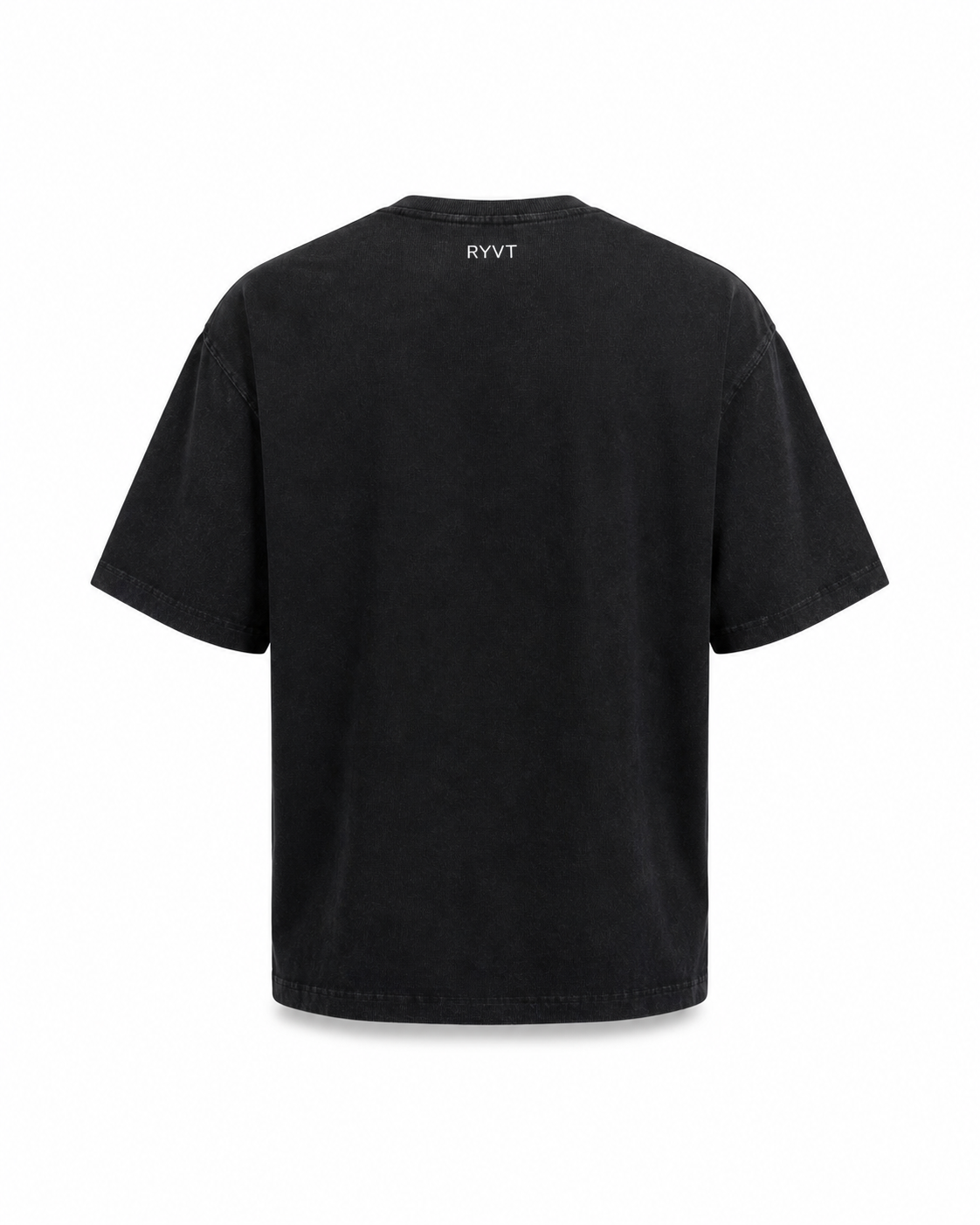 Black Foundry Wash Heavyweight Tee, ghost flat, rear view