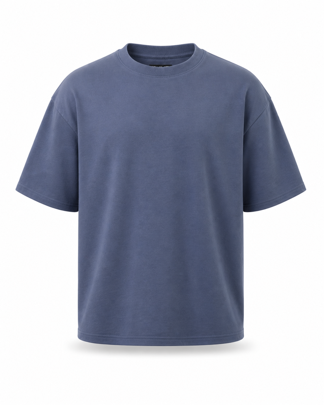Blue Detroit Renaissance Heavyweight Tee, ghost flat, front view