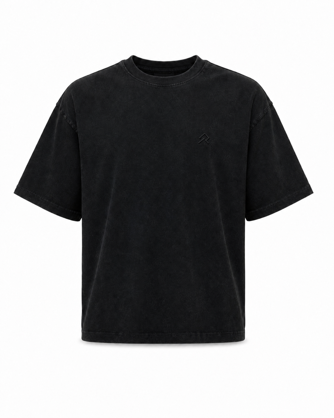 Black Foundry Wash Heavyweight Tee, ghost flat, front view