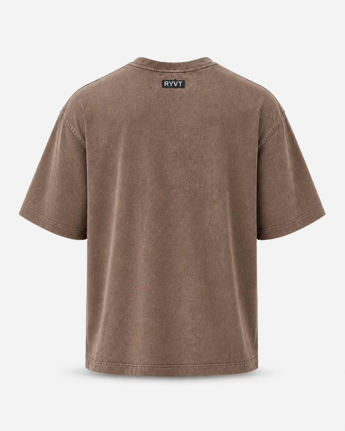 Brown Foundry Wash Heavyweight Tee, ghost flat, rear view