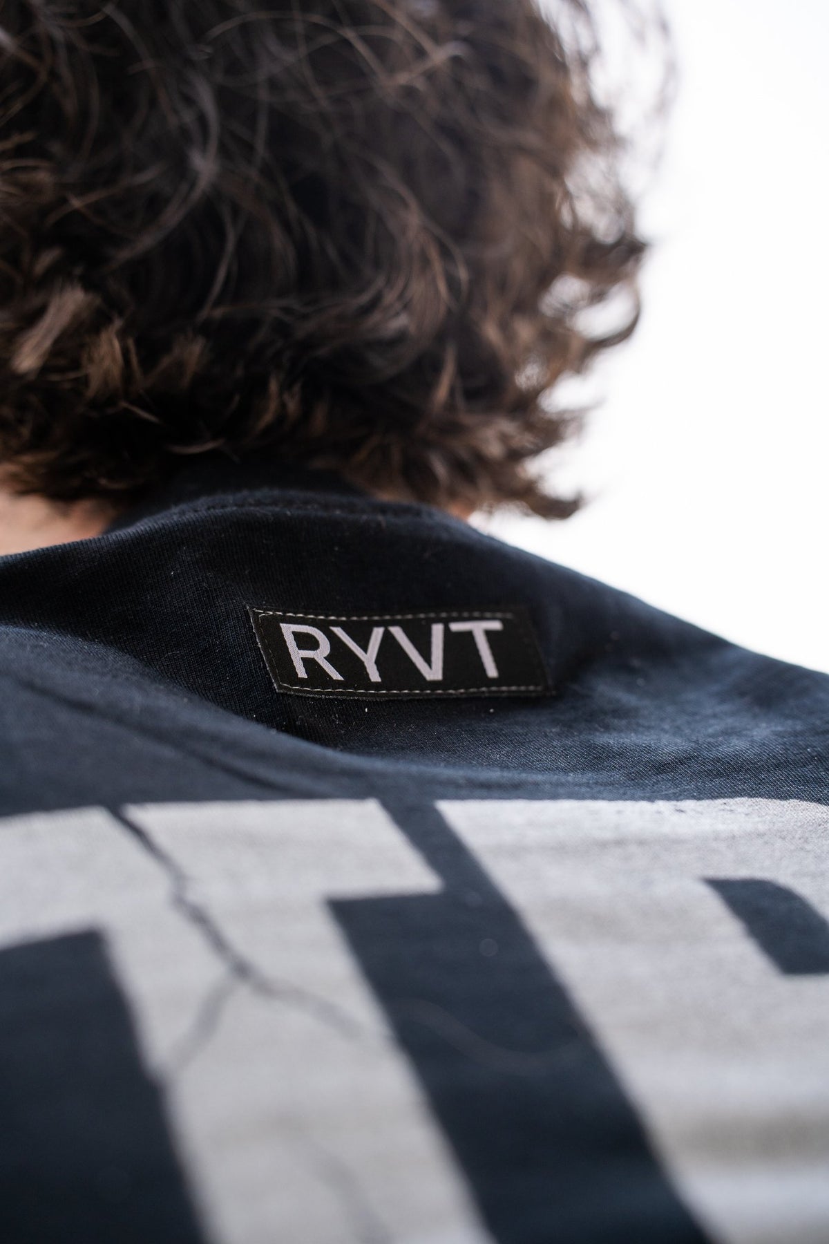 Black Detroit Renaissance Heavyweight Tee, on model, detail view