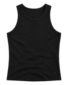 Black Foundation Tank, ghost flat lay, front view