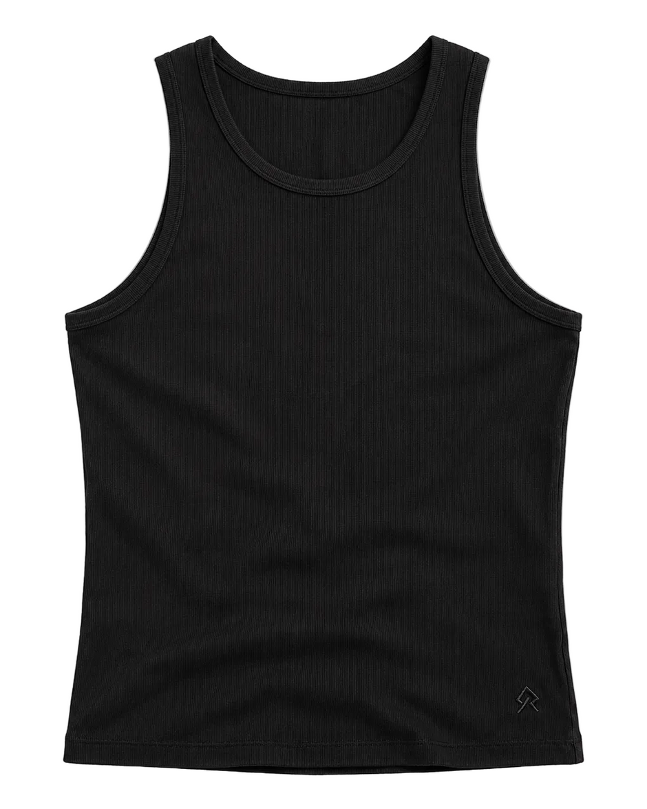 Black Foundation Tank, ghost flat lay, front view