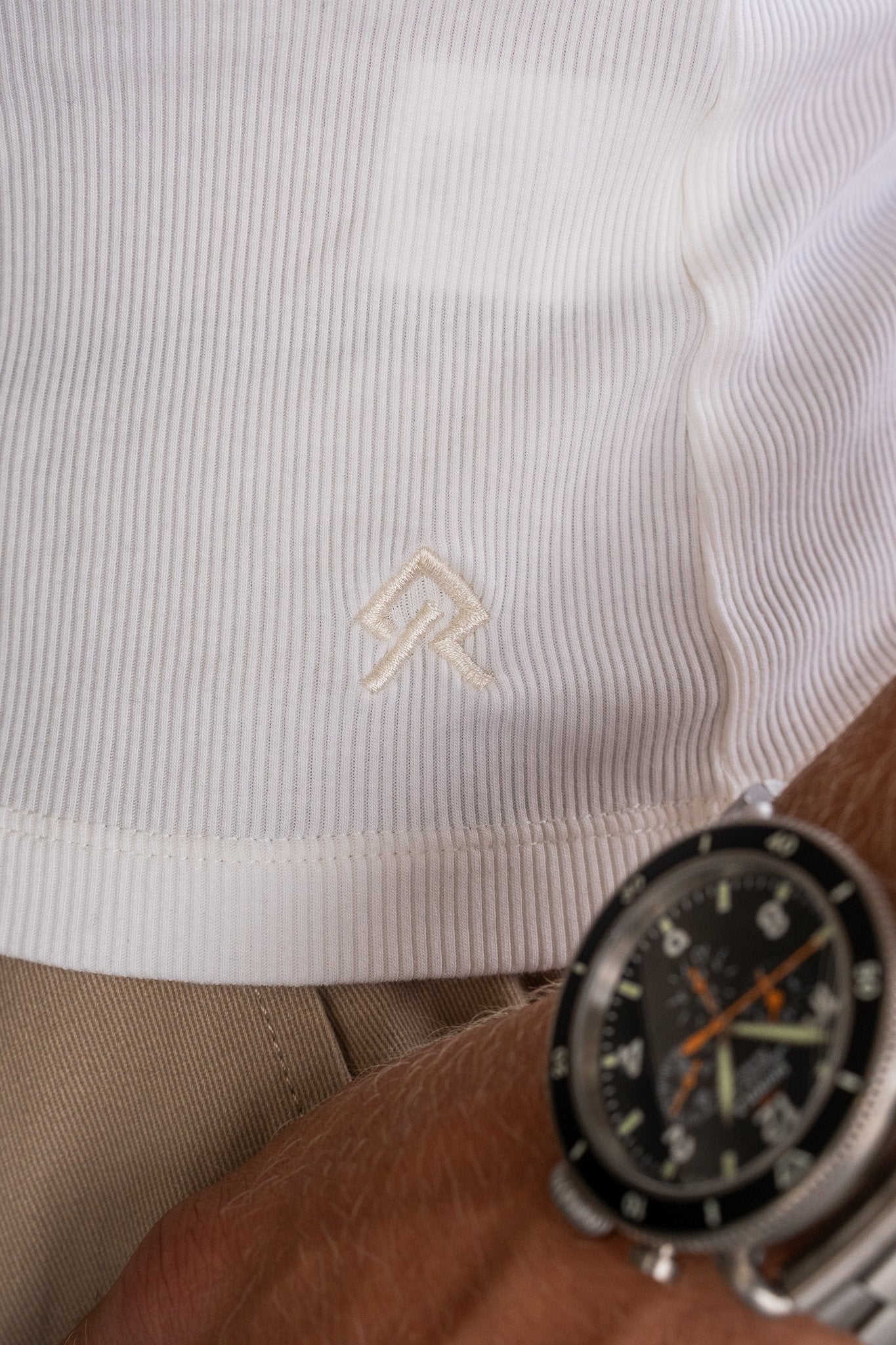 White Foundation Tank, on model, detail view