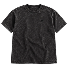 Black Foundry Wash Heavyweight Tee, ghost flat lay, front view