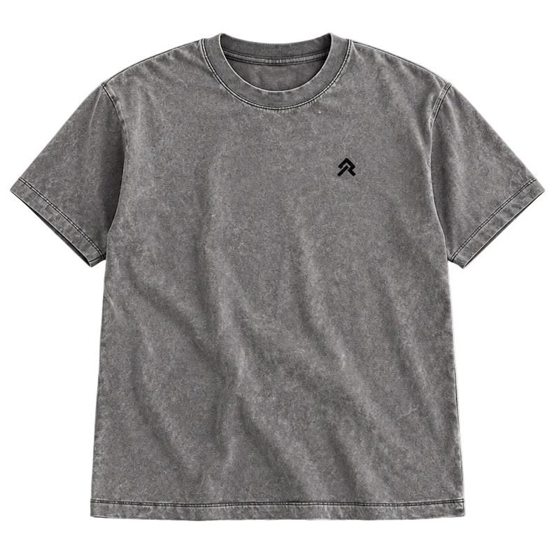 Grey Foundry Wash Heavyweight Tee, ghost flat lay, front view