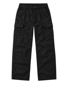 Black Standard-Issue Cargo Pants, ghost flat lay, front view