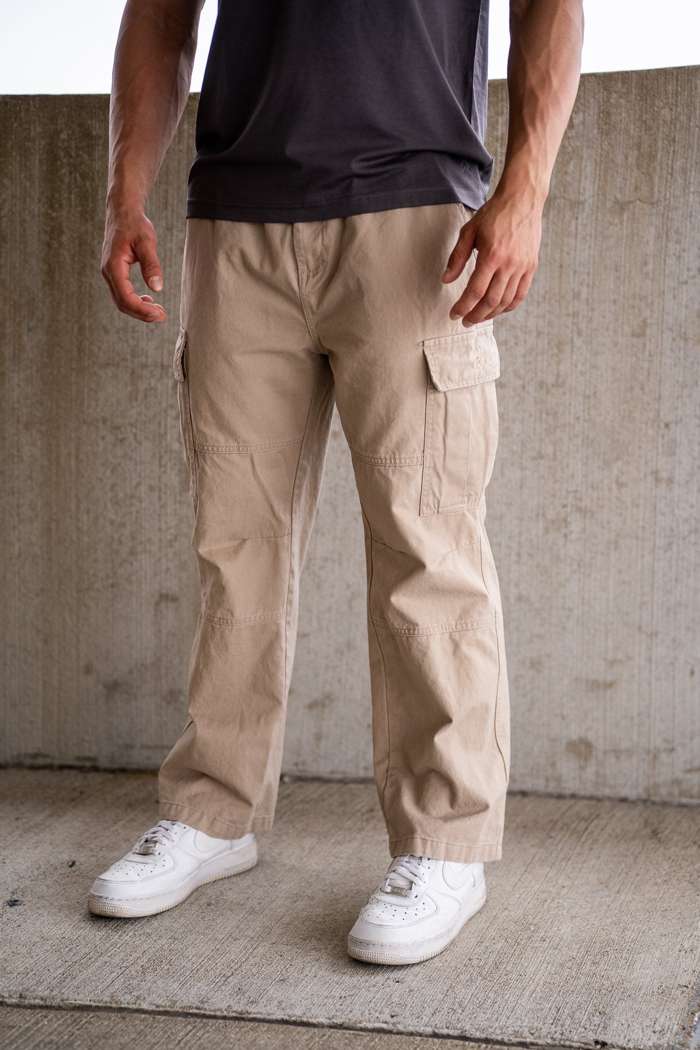 Khaki Standard-Issue Cargo Pants, on model, front view